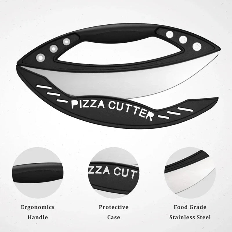 Semi-Circular Pizza Cutter with Protective Cover