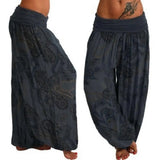 Boho Paisley Print Ankle-Tied Baggy Loose Pants