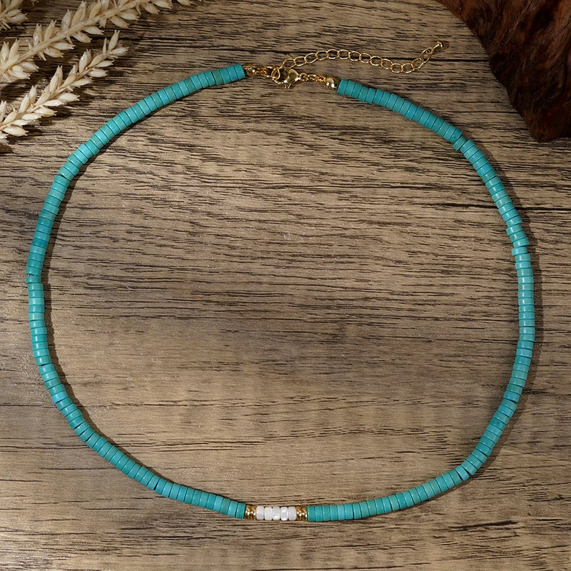 Simple Turquoise Friendship Gold Plated Necklace