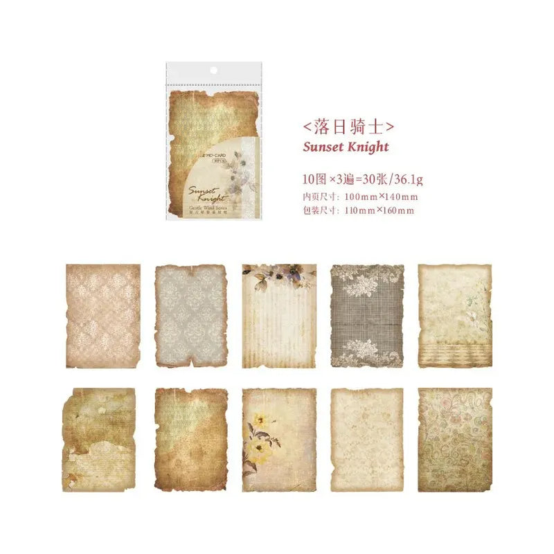 30pcs/pack Gentle Wind Series Retro Dyeing Journal Paper