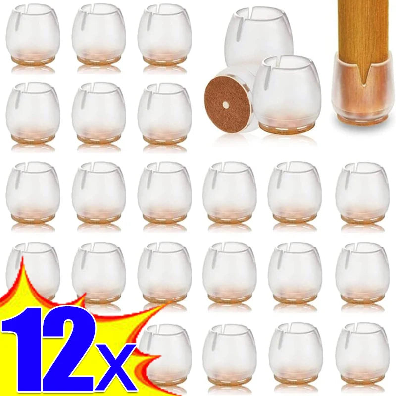 12-Piece Universal Silicone Furniture Leg Protection Covers