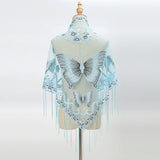 Butterfly Lace Scarf Triangle Tassel Shawl