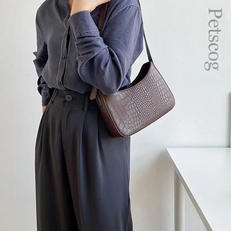 Simple PU Leather Underarm Bag