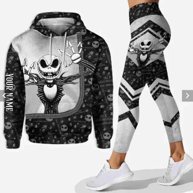 Nightmare Jack Skellington Hoodie and Leggings Yoga Pants Set