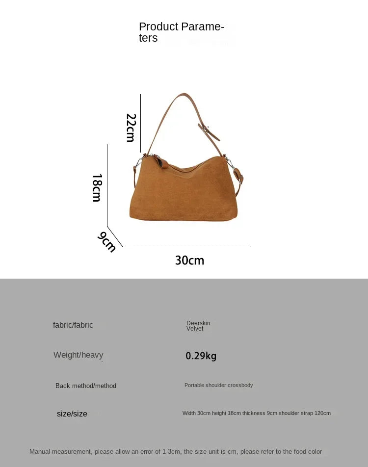 Suede Zipper Shoulder Bag