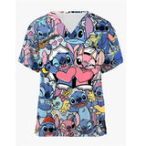 Disney Mickey or Stitch Print Medical Scrub Tops