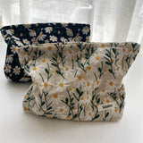 Embroidered Corduroy Cosmetic Bag for Women,