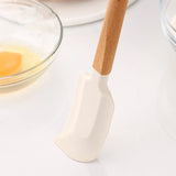 2Pcs/Set White Silicone Cream Spatula - Non-stick Pastry Blenders with Wood Handle