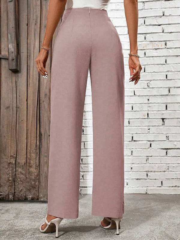 High Waist Lace-Up Back Zipper Temperament Suit Pants