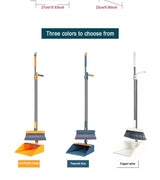 Folding Broom Dustpan Floor Brush Set – Indoor Non-stick Hair Long Handle Broom with Stand-Up Dustpan Combo Set