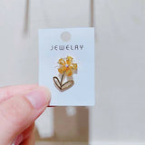 Cubic Zirconia Small Yellow Flower Brooch