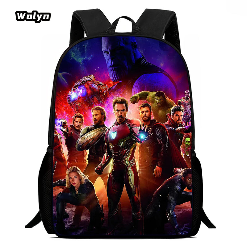 3-PCS Set Cartoon Anime Iron Man Kids School Backpack