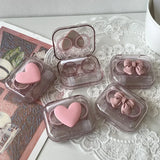 Contact Lens Cases: Pink Transparent Love Bow Contact Lens Case