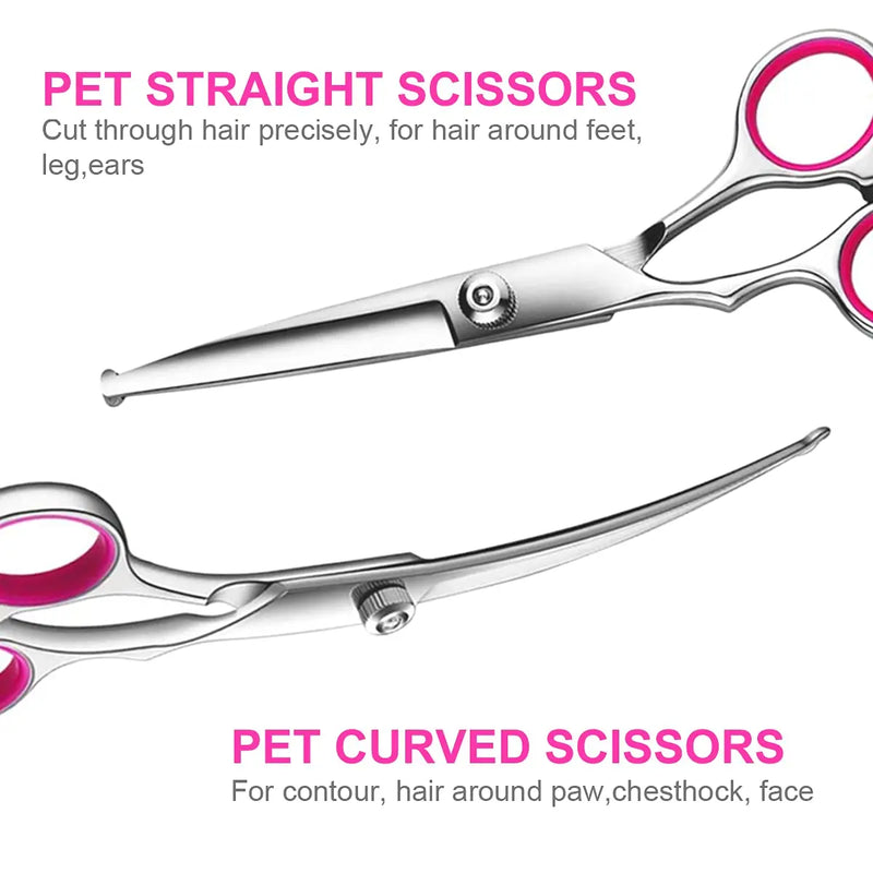 4pcs Dog Grooming Scissors Set with Safety Round Tip – Stainless Steel Scissors