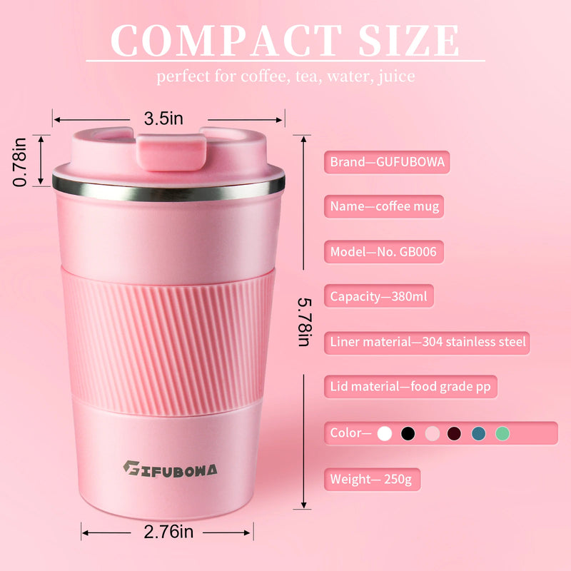 Coffee Thermos Mug 380ml Stainless Steel Leak-Proof Lid Non-Slip Car Vacuum Flask Cold Drink Travel Thermal Cup Hot Water Bottle