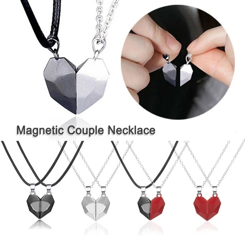 2PC/Set Fashion Magnet Necklace for Couple - Stainless Steel Heart Pendant