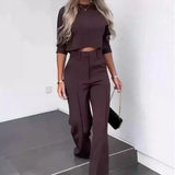 Slim Waist Wide Leg Leisure Two-Piece Set