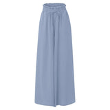 Casual Bandage Wide Leg Skirt Pants – Women's Elastic Waist Solid Color Culottes with Pockets