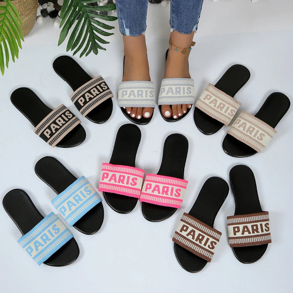 Ladies Casual Slides - Women's Beach Slippers Flats