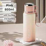 Stainless Steel Thermal Bottle with Tea Filter - Temperature Display