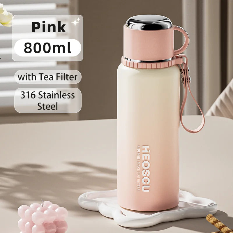 Stainless Steel Thermal Bottle with Tea Filter - Temperature Display