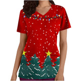 Christmas Holiday Fun Printed Scrub Tops