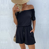 Off Shoulder Summer Shorts Jumpsuit