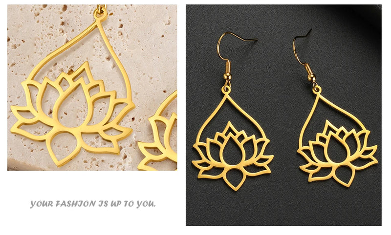 Lotus Flower Drop Earrings