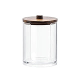 Multi-purpose Transparent Cosmetic Storage Box with Wooden Lid