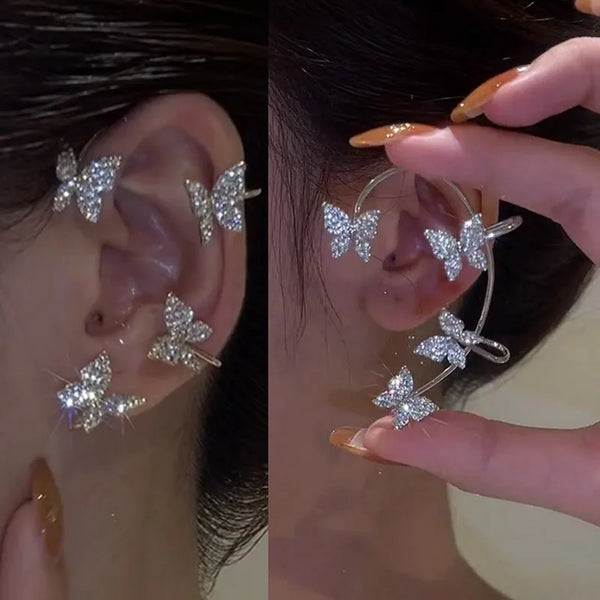 Butterfly Ear Clips Without Piercing - Sparkling Zircon Ear Cuff Clip