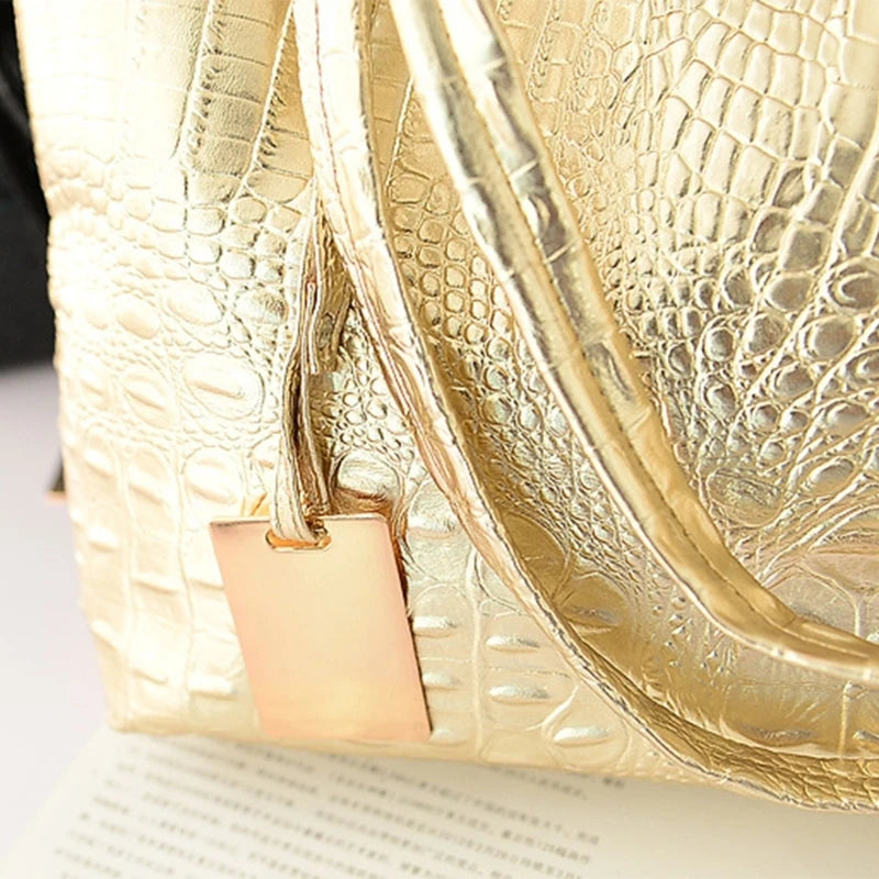 Metallic PU Leather Big Shoulder Bag