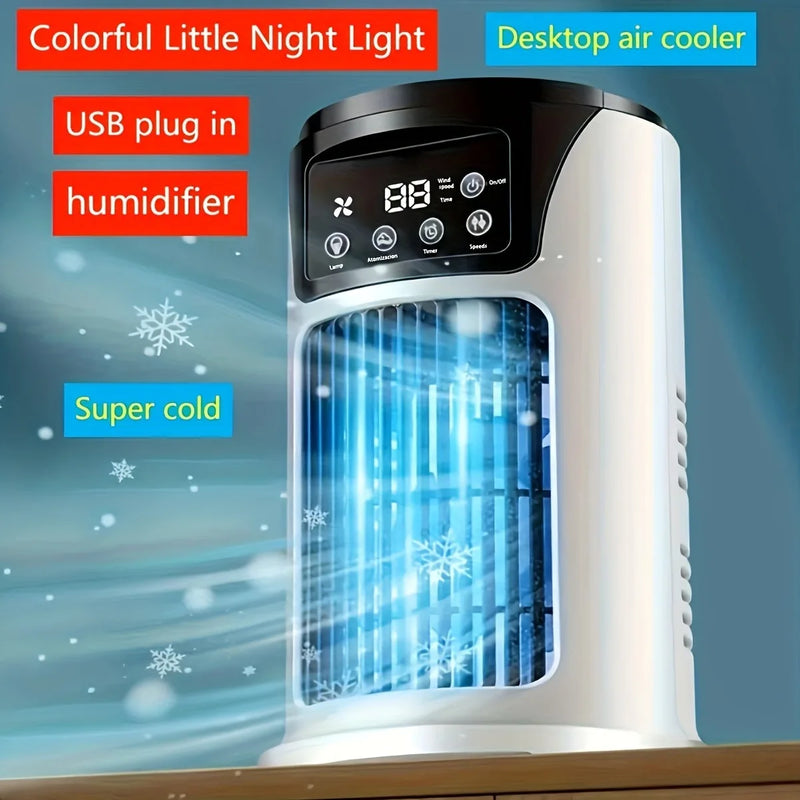 Portable Air Conditioner & USB Air Cooler Fan – 6-Speed Humidifier