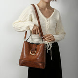 Soft Leather Luxury Designer Handbag - Crocodile Pattern