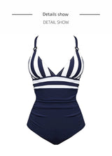 Slim Fit Fancy Vintage Stripe Swimsuit