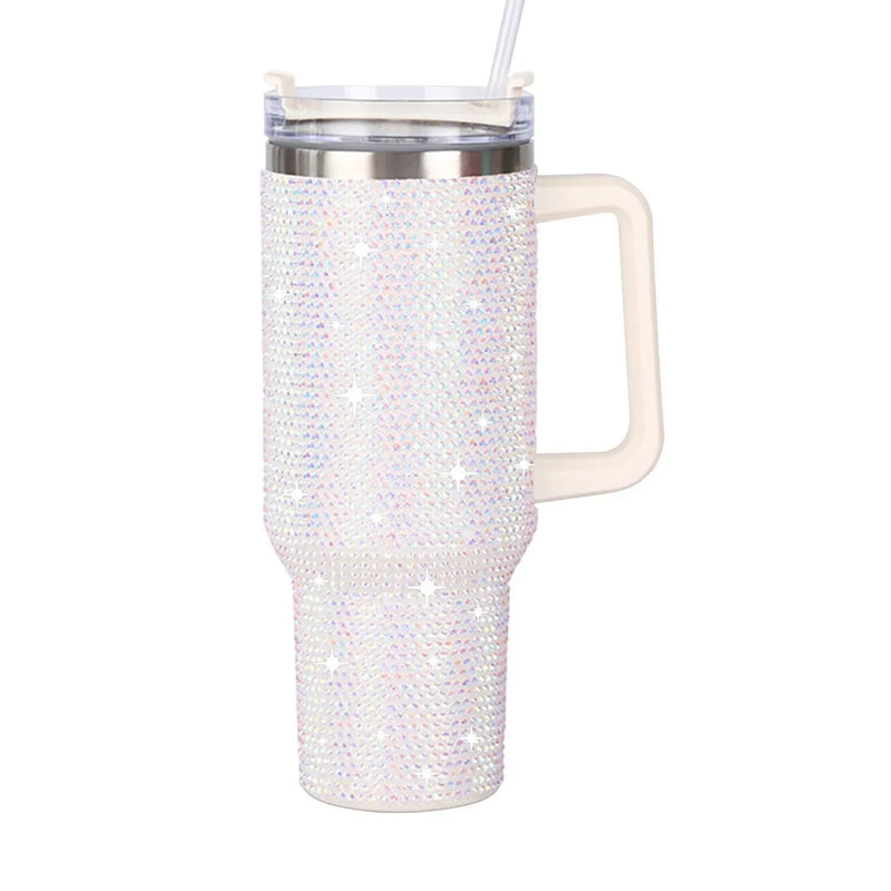 Diamond Thermos Cup with Handle – 40oz