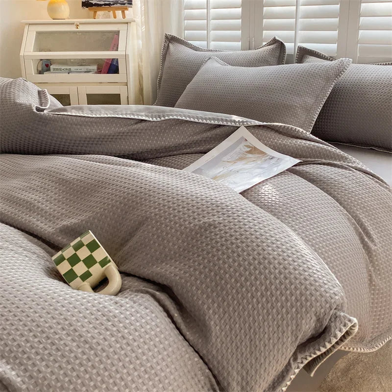 3pcs  Duvet Cover Set - Knitted plaid Bedding