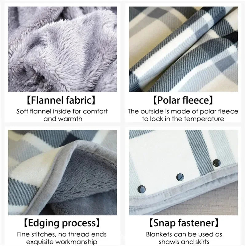 Thick Plaid Blanket – Warm Winter Wearable Blanket