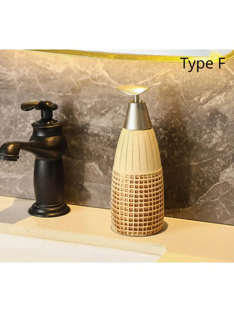 400ml Retro Style Push-Type Brushed Tapered Ceramic Soap/Lotion Bottle