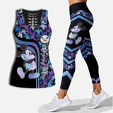 Leopard Mickey Hollow Vest + Leggings Yoga Suit