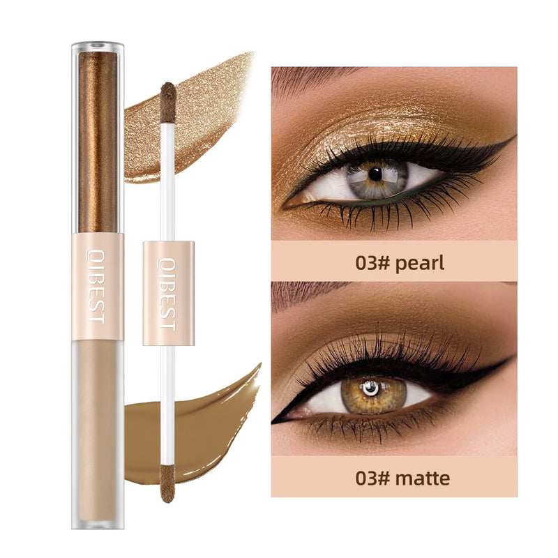 2 in 1 Pearly Matte Eyeshadow: Creamy Smooth Nude Eye Makeup & Liquid Contour Shadow Stick