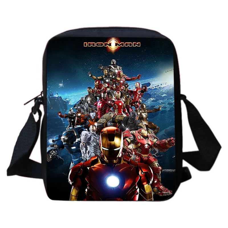 3-PCS Set Cartoon Anime Iron Man Kids School Backpack