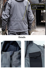 Men's Waterproof Hooded Jackets + Multi-pocket Cargo Pants 2-Piece Suit