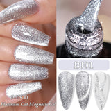 3 IN 1 Platinum Rose Gold Magnetic Gel Nail Polish - Moonlight Magnetic Gel Varnish with Glitter