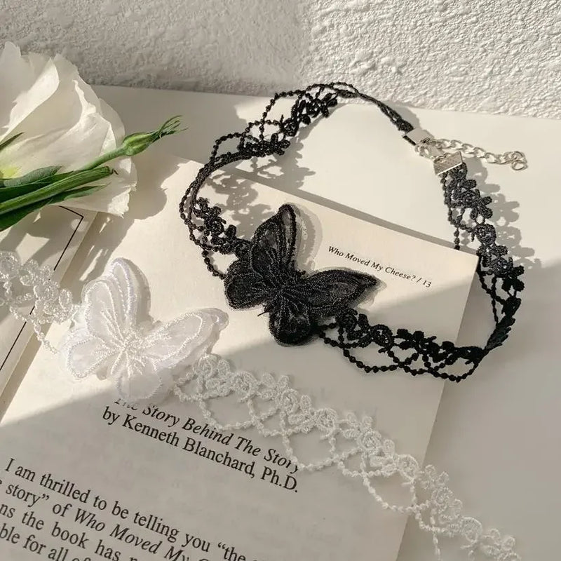 Elegant Butterfly Embroidered Necklace Short Choker