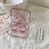 Contact Lens Cases: Pink Transparent Love Bow Contact Lens Case