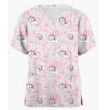 Disney Mary Cat Print Scrub Top