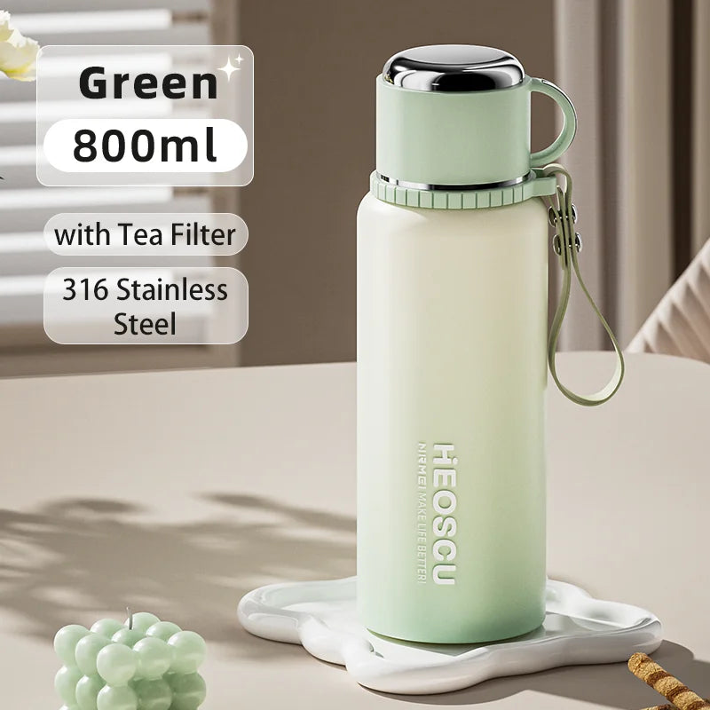 Stainless Steel Thermal Bottle with Tea Filter - Temperature Display