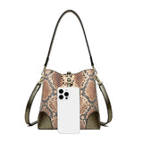 Snake Pattern Large Capacity Bucket Tote Bag