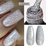 3 IN 1 Platinum Rose Gold Magnetic Gel Nail Polish - Moonlight Magnetic Gel Varnish with Glitter