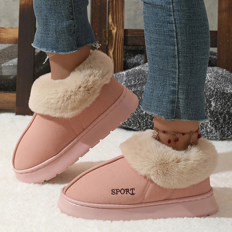 Pink Faux Fur Winter Boots